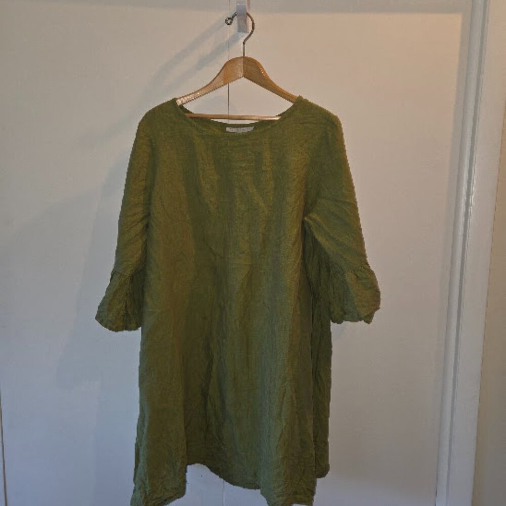 Bryn Walker Relaxed Linen Flare Bell Sleeve Dress